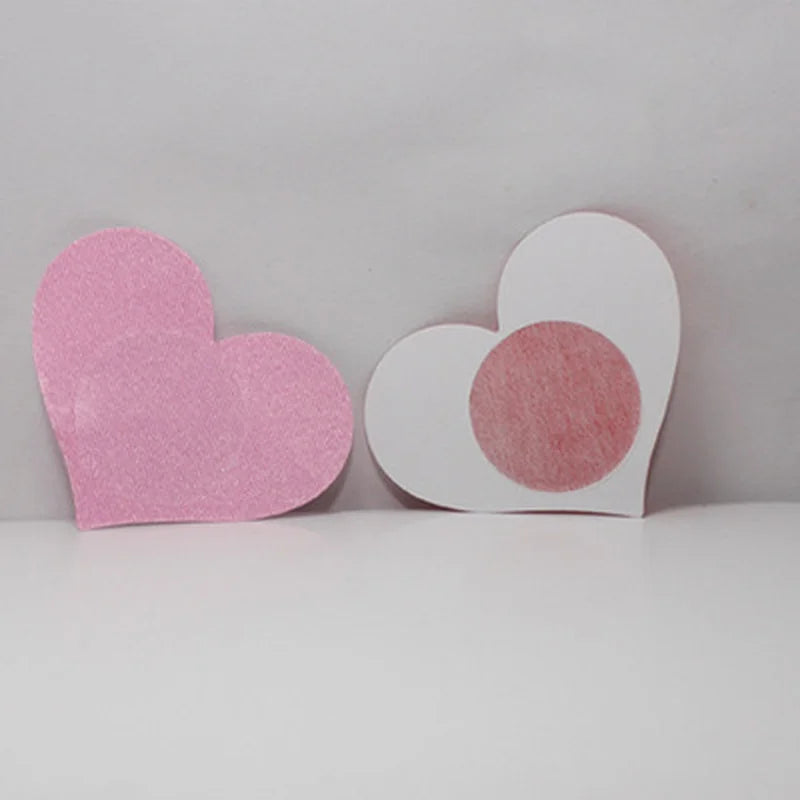 5 Pair Breast Petals Heart Shape Adhesive Nipple Covers Breasts Petals and Sticker Emptied Chest Breast Petals 4 Colors