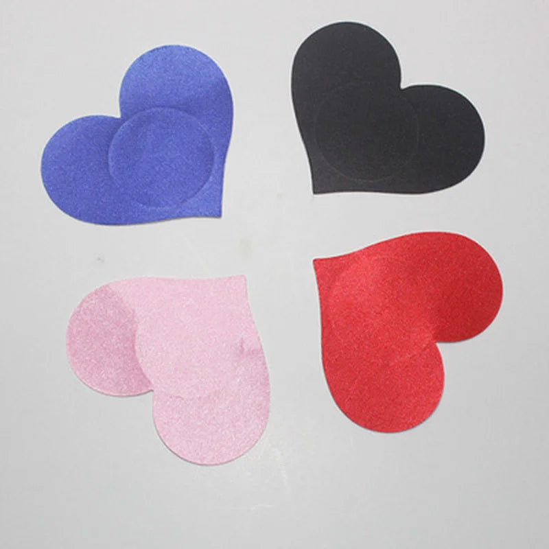 5 Pair Breast Petals Heart Shape Adhesive Nipple Covers Breasts Petals and Sticker Emptied Chest Breast Petals 4 Colors