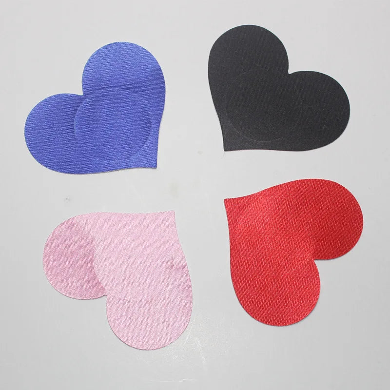 5 Pair Breast Petals Heart Shape Adhesive Nipple Covers Breasts Petals and Sticker Emptied Chest Breast Petals 4 Colors