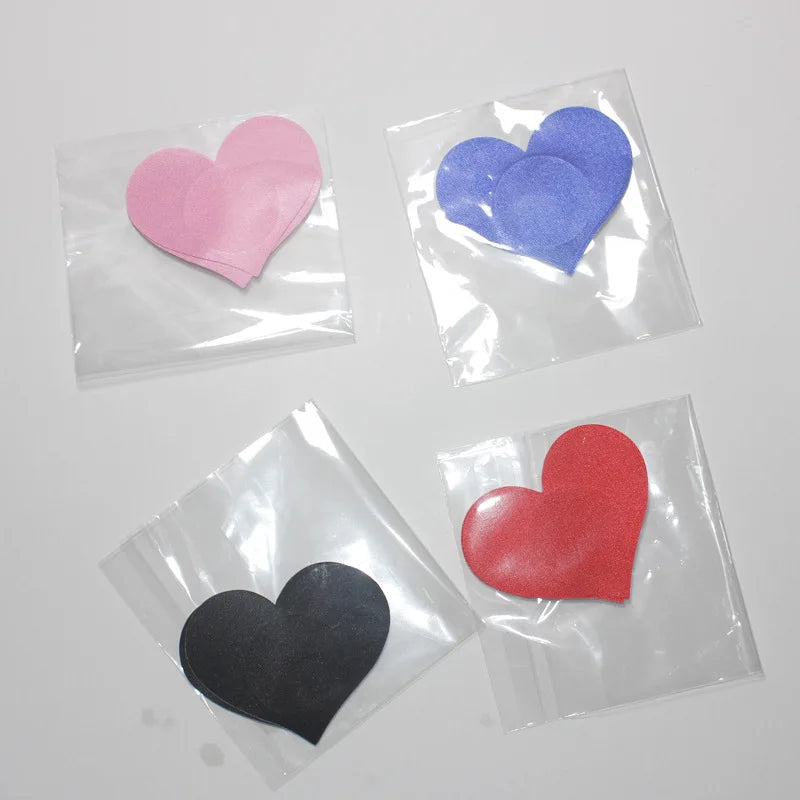 5 Pair Breast Petals Heart Shape Adhesive Nipple Covers Breasts Petals and Sticker Emptied Chest Breast Petals 4 Colors