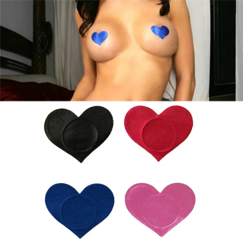 5 Pair Breast Petals Heart Shape Adhesive Nipple Covers Breasts Petals and Sticker Emptied Chest Breast Petals 4 Colors