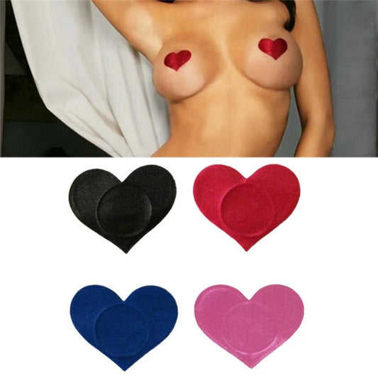 5 Pair Breast Petals Heart Shape Adhesive Nipple Covers Breasts Petals and Sticker Emptied Chest Breast Petals 4 Colors