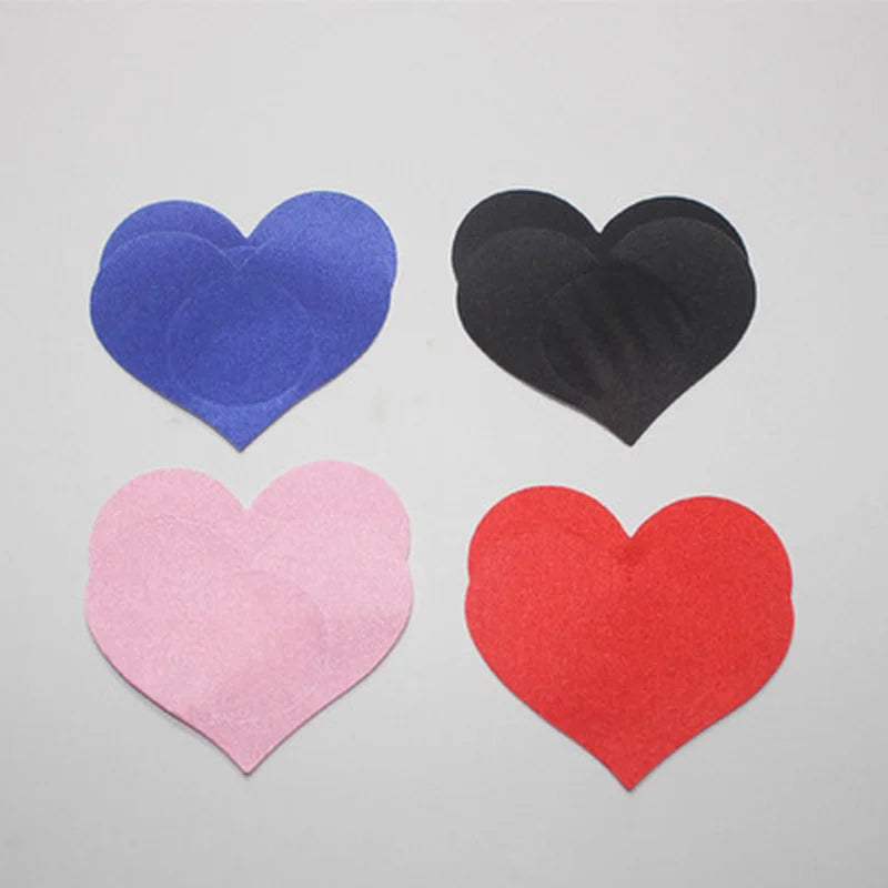 5 Pair Breast Petals Heart Shape Adhesive Nipple Covers Breasts Petals and Sticker Emptied Chest Breast Petals 4 Colors